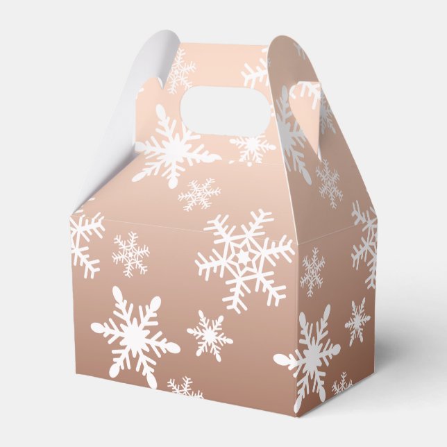 Gold White Snowflakes Christmas Favour Box (Front Side)