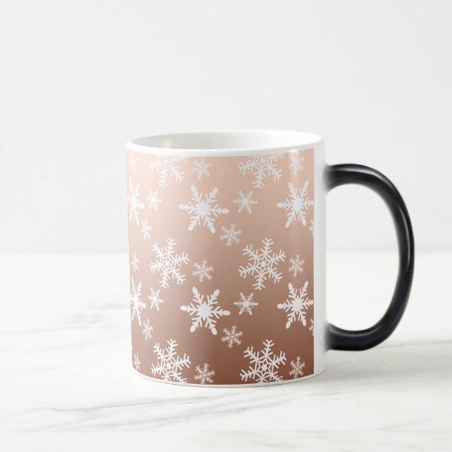 Gold White Snowflakes Christmas Magic Mug (Right)