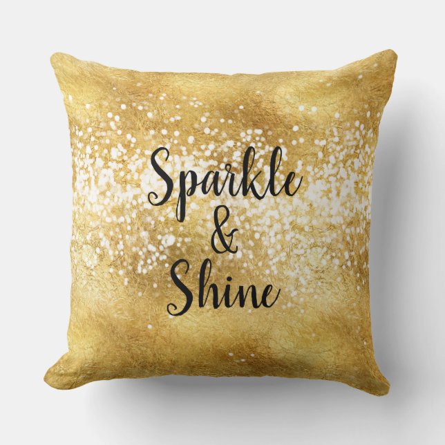 Gold White Sparkle Shine Cushion (Front)