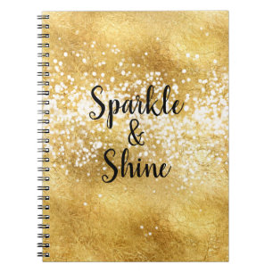 Gold White Sparkle Shine Spiral Notebook
