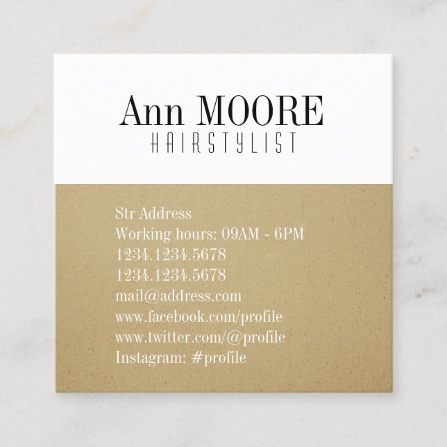 Gold white split stylish cover square business card (Front)