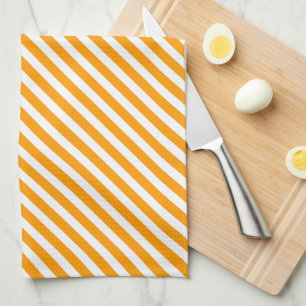 Gold & White Striped Pattern Tea Towel