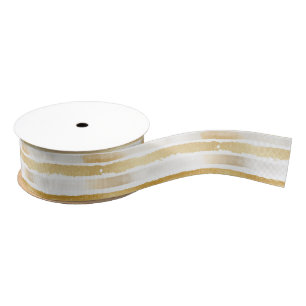 Gold White Stripes Bridal Shower Grosgrain Ribbon