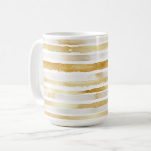 Gold White Stripes Coffee Mug
