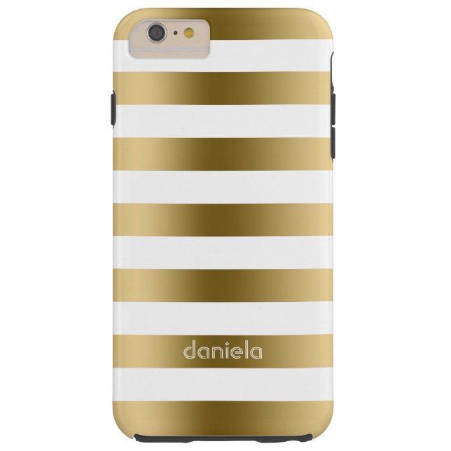 Gold & White Stripes Geometric Pattern Case-Mate iPhone Case (Back)