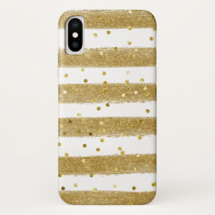 Gold, White Stripes, Gold Confetti Cell Case