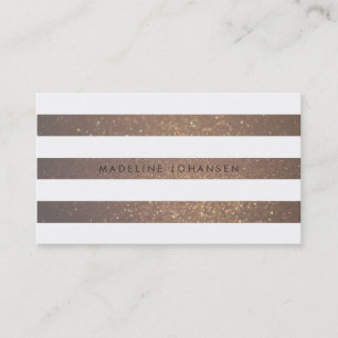 Gold White Stripes Hair Stylist Business Cards