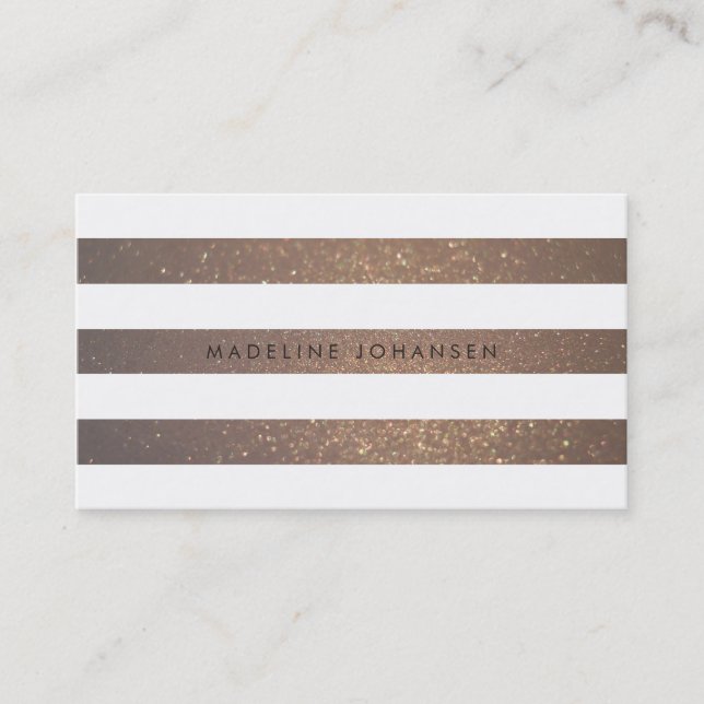 Gold White Stripes Hair Stylist Business Cards (Front)