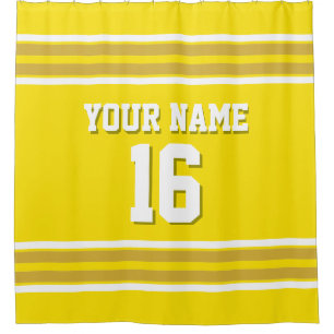 Gold White Stripes Sports Jersey Shower Curtain