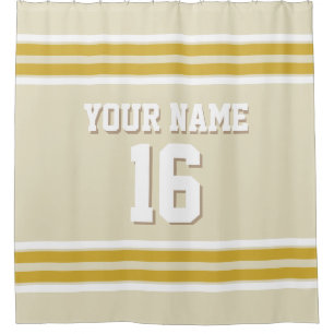 Gold White Stripes Sports Jersey Shower Curtain