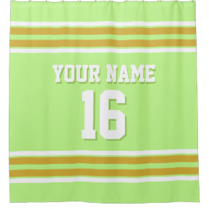 Gold White Stripes Sports Jersey Shower Curtain