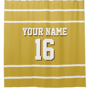 Gold White Stripes Sports Jersey Shower Curtain