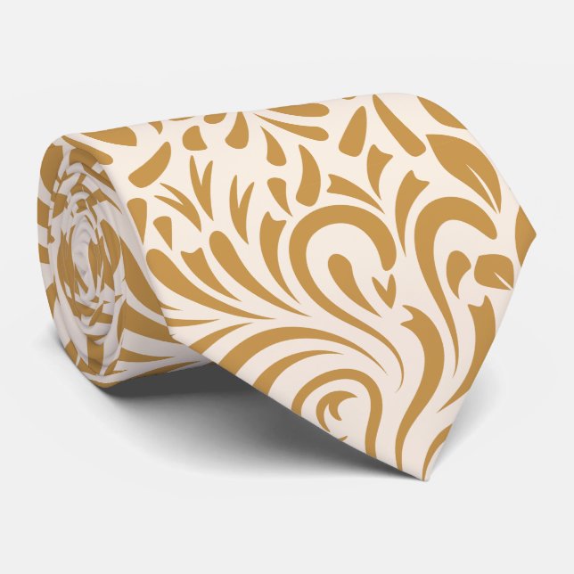 gold white swirl pattern  tie (Rolled)