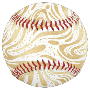 Gold White Swirls Softball