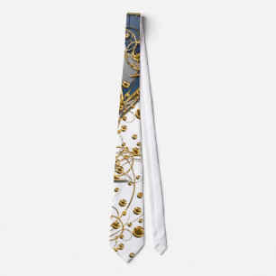 Gold & White tie with Blue
