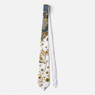 Gold & White tie with Blue