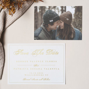 Gold White Traditional Elegant Photo Save The Date