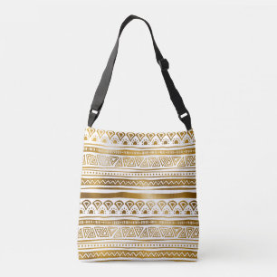 Gold & White Tribal Pattern Crossbody Bag