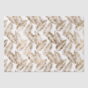 Gold White Tropical Leaves Tissue Paper