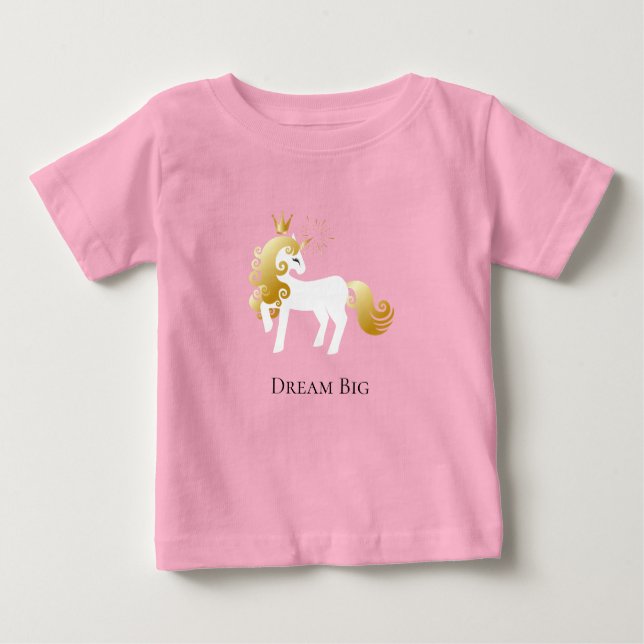 Gold White Unicorn Dream Baby T-Shirt (Front)