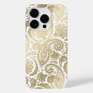 Gold & White Vintage Damasks Paisley Lace Case-Mate iPhone 14 Pro Case