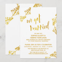 Gold & White We Got Married Post Wedding Party