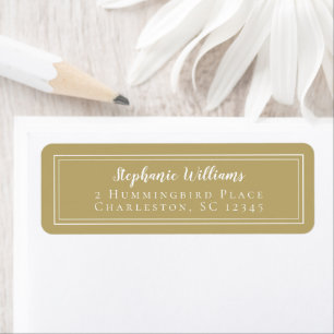 Gold White Wedding RSVP Modern Simple Chic Label