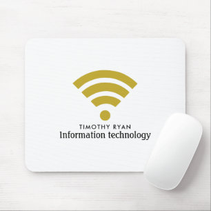 Gold Wi-Fi Logo, Information Technology, Computer Mouse Pad