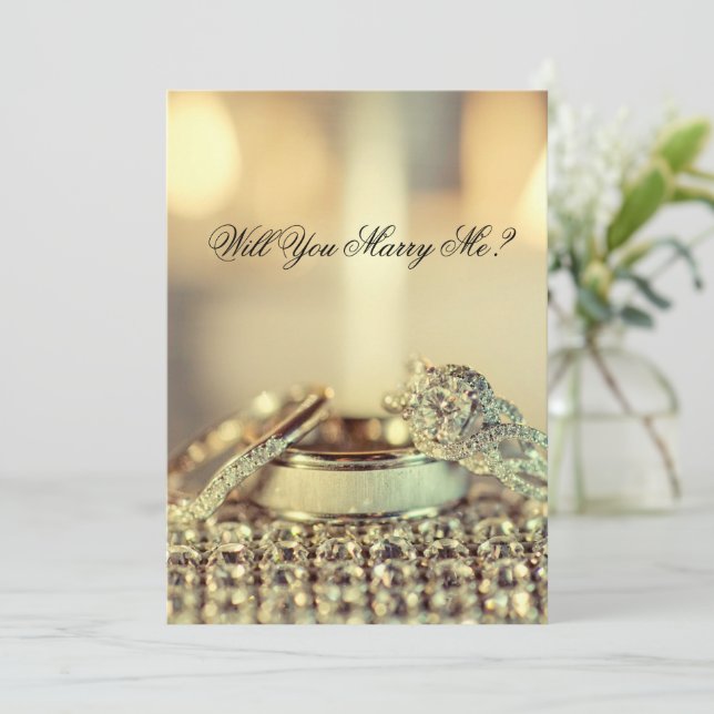 Gold Will You Marry Me Proposal Invitation (Standing Front)