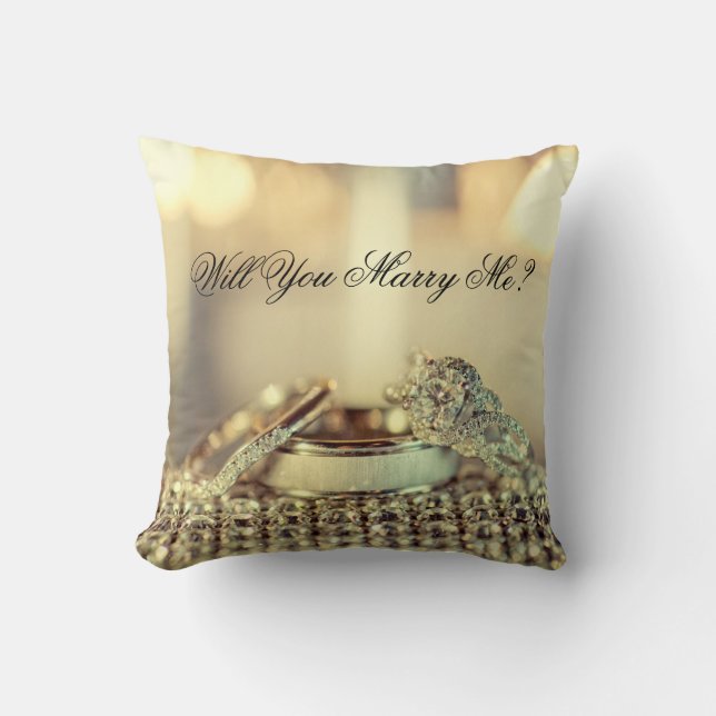 Gold Will You Marry Me Proposal Script Cushion (Front)