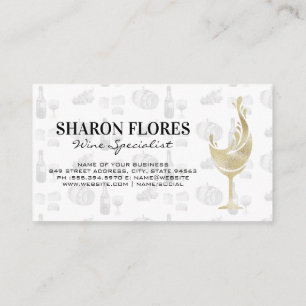 Gold Wine Glass Business Card