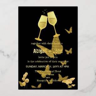 Gold Wine Glass Butterfly wedding