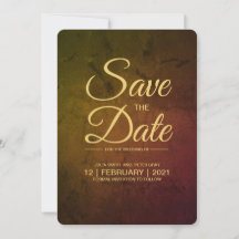 Gold Wine Script Save The Date Invitation
