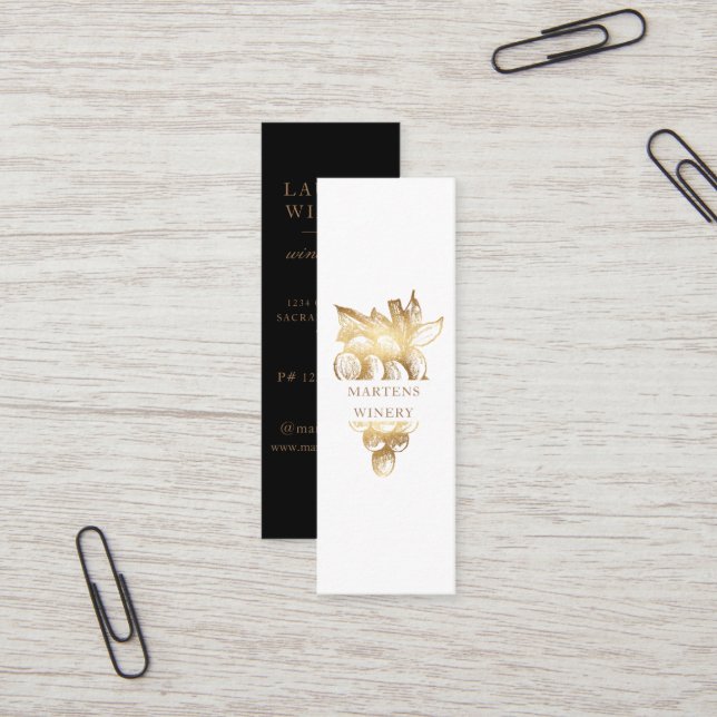 Gold Winery Elegant Sommelier Wine Maker Mini Business Card (Front/Back In Situ)