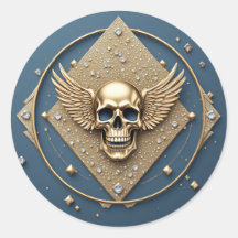☠️ Gold Winged Skull Gothic Gift For Bikers 💎