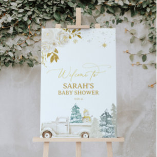 Gold Winter Baby Shower or Birthday Welcome Sign