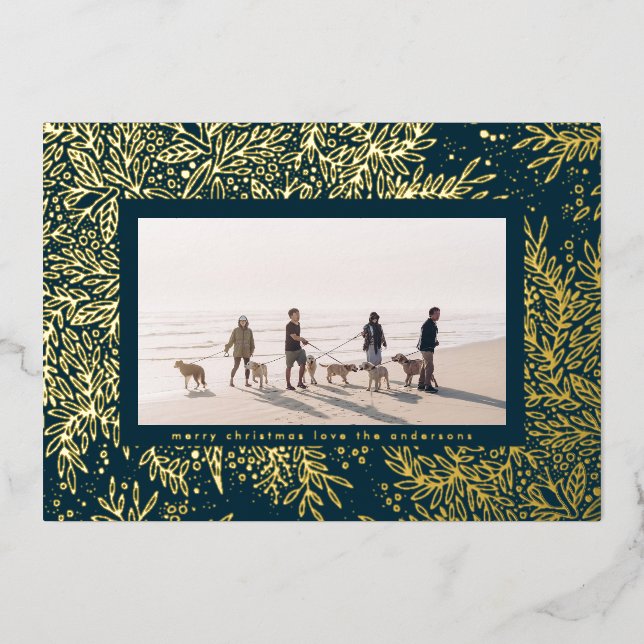 Gold Winter Blue Christmas SnowFlake Photo Frame (Front)