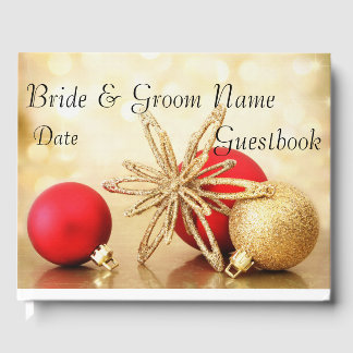 Gold Winter Christmas Wedding Guest Book