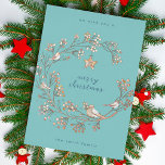 Gold | Winter Ice Blue Wreath Christmas | New Year<br><div class="desc">*REAL GOLD PRESSED FOIL
Gold | Winter Ice Blue Wreath Christmas | New Year Foil Holiday Card</div>