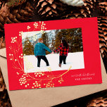 Gold Winter Natural Red Merry Christmas Photo<br><div class="desc">Gold Winter Natural Red Merry Christmas Photo Foil Holiday Card
*real foil</div>