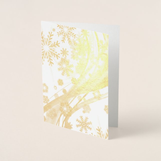 Gold Winter Snowflakes Christmas Swirl Foil Card (Front)