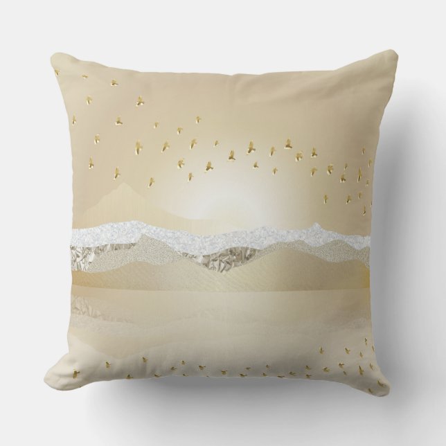 Gold Winter Sunset Mountain Reflection In Water   Cushion (Front)