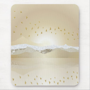 Gold Winter Sunset Mountain Reflection In Water Mouse Pad