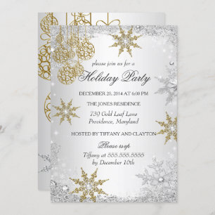 Gold Winter Wonderland Christmas Holiday Party 5 Invitation