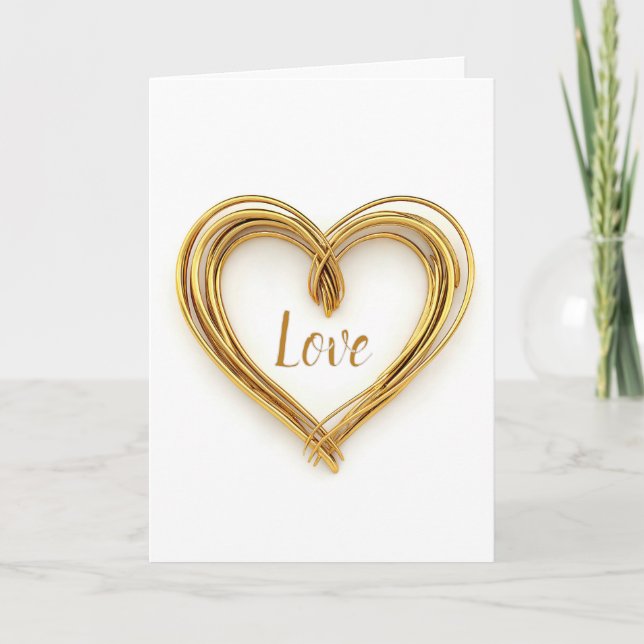 Gold Wire Heart For Anniversary Card (Front)