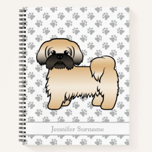 Gold With Black Mask Shih Tzu Cartoon Dog & Name Notebook