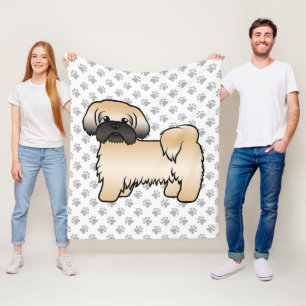 Gold With Black Mask Shih Tzu Cute Cartoon Dog Fleece Blanket