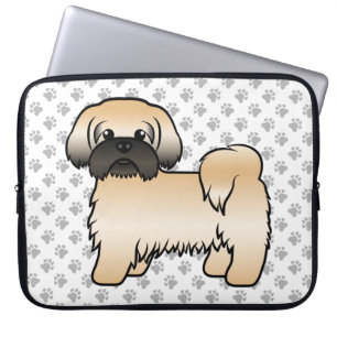 Gold With Black Mask Shih Tzu Cute Cartoon Dog Laptop Sleeve