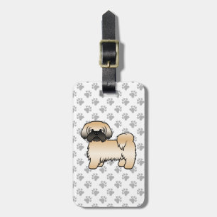 Gold With Black Mask Shih Tzu Dog & Custom Text Luggage Tag