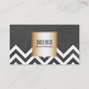 Gold with Chevron Pattern Contemporary Business Card